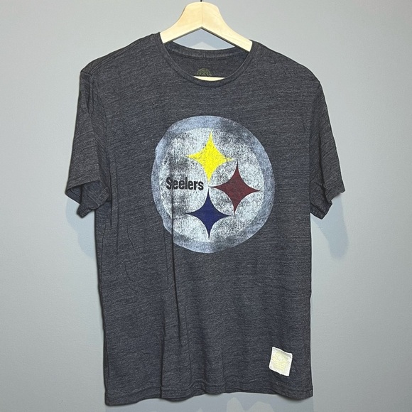 Retro Sport NFL Pittsburgh Steelers Grey Crewneck Tshirt Large - Picture 1 of 6